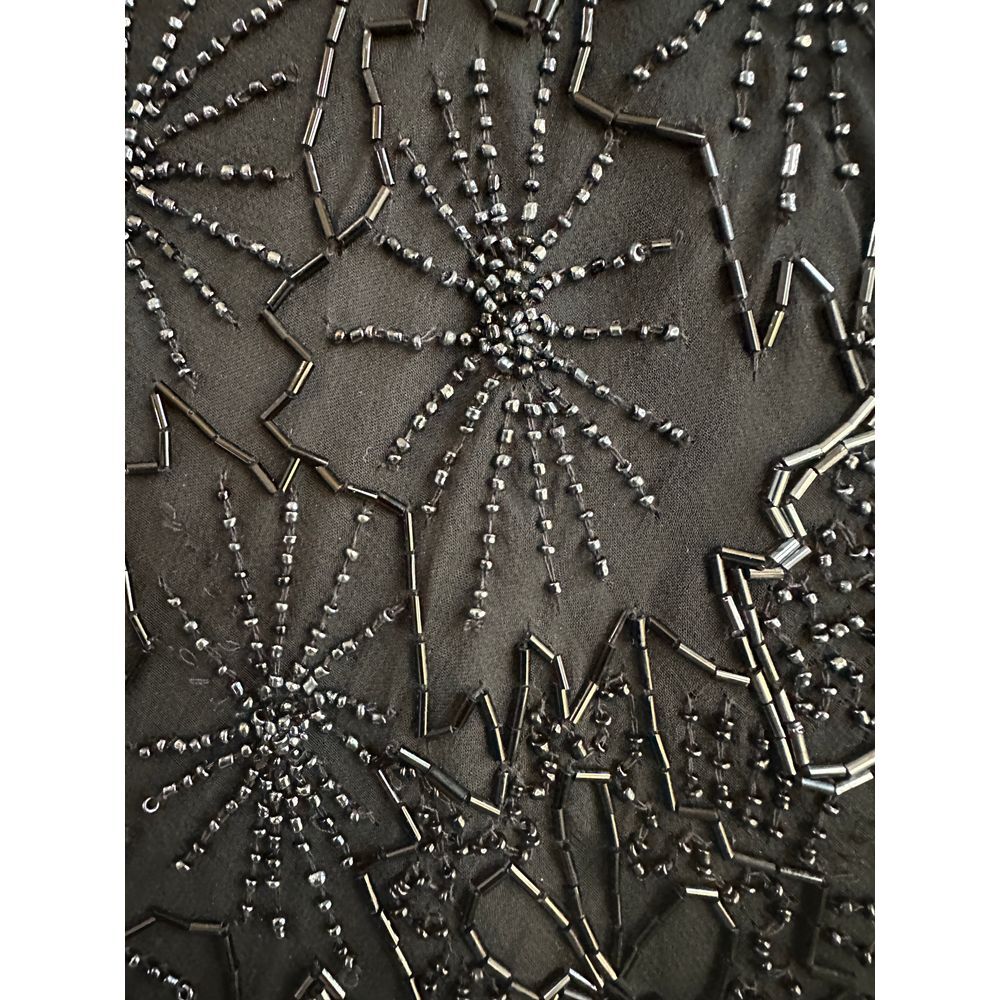 Paradise NY Vintage Silk Top Black XL Beaded Formal Wear Cocktail Party Goth - Picture 4 of 10